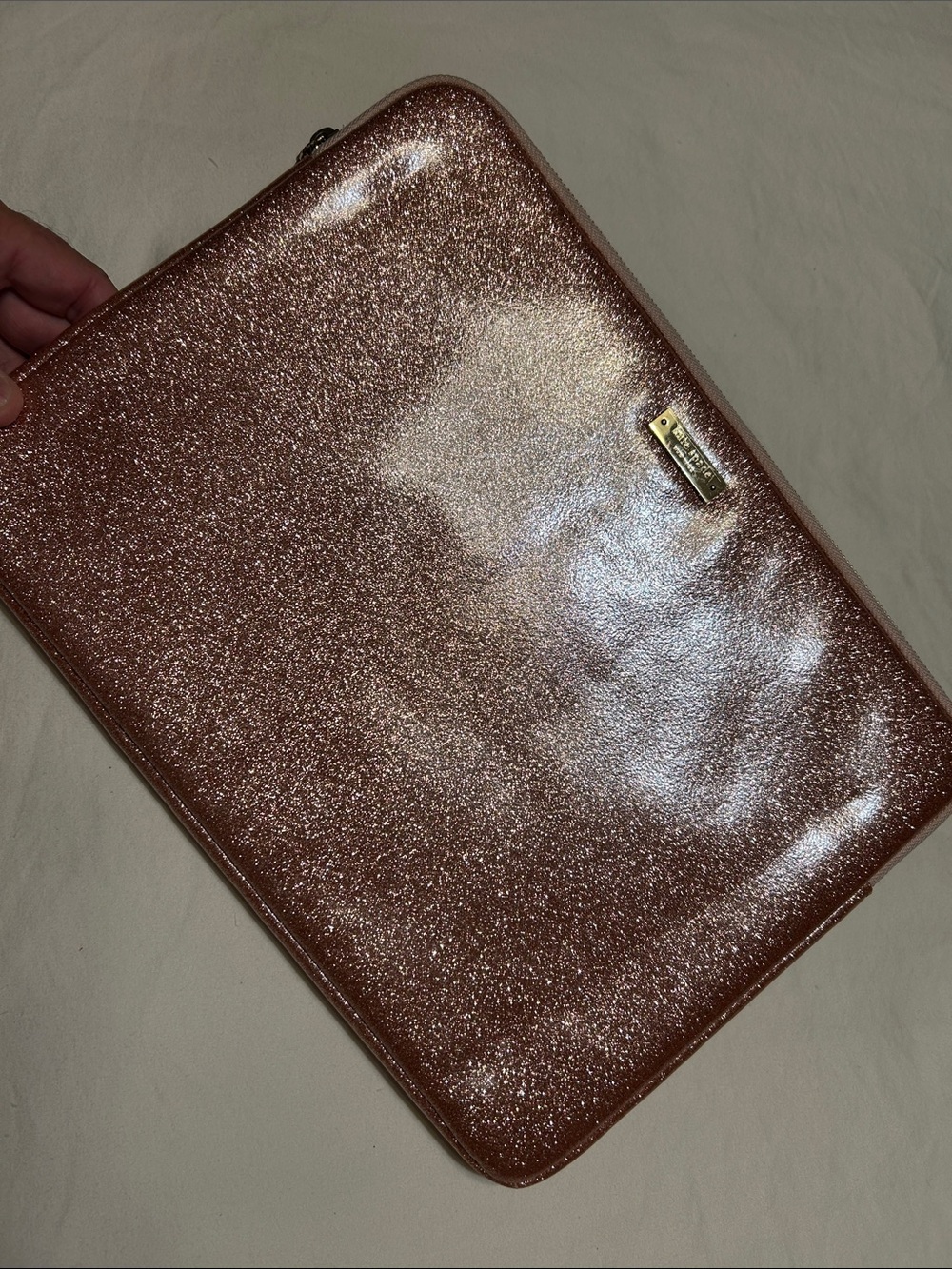 kate spade Rose Gold Glitter Laptop Sleeve